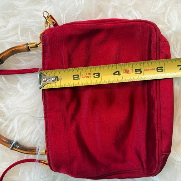 Gucci Red Bamboo Handle Two Way Bag - Picture 7 of 12
